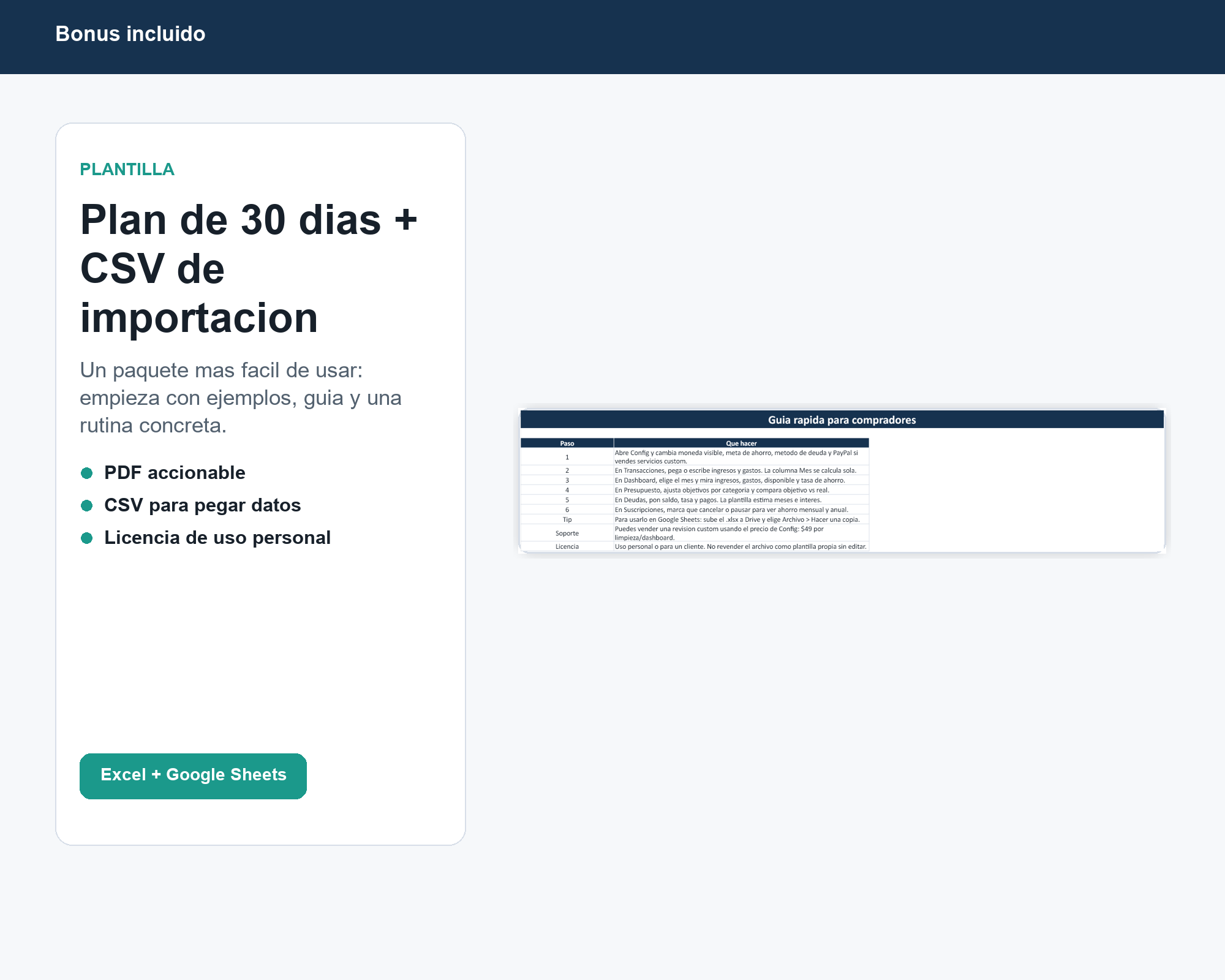Bono incluido con plan de 30 dias